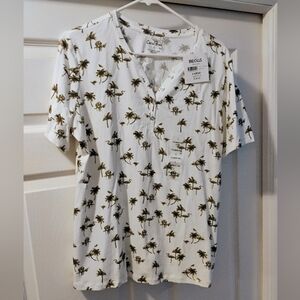 Coral Bay White Palm Tree Print Tee